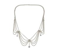 Diadema de cristales brillantes para despedida de soltera, boda, fiesta, tocado, adorno para la frente para galas, cenas, banquetes, elegante cadena de pelo para mujer, Oro HSJ6693G, Talla única