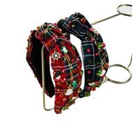 Diadema de cuadros de Navidad para niña, con diamantes de imitación dulces, aro para el pelo, fiesta temática de Año Nuevo, tocado festivo, regalo de Navidad, accesorio para el cabello