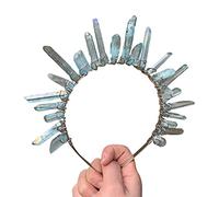 Diadema de cuarzo para mujer, diadema de cuarzo natural para lazo para la cabeza, natural, para materia, arco iris, piedra corona, estilo bohemio para rinesto
