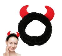 Diadema De Cuernos De Diablo - Franela Suave 16x20x6 Cm | Linda Banda De Pelo Para Lavado De La Cara Para La Rutina De Cuidado De La Piel Del Baño De Maquillaje Termal | Fas