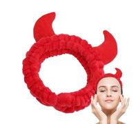 Diadema De Cuernos De Diablo - Franela Suave 16x20x6 Cm | Linda Banda De Pelo Para Lavado De La Cara Para La Rutina De Cuidado De La Piel Del Baño De Maquillaje Termal | Fas