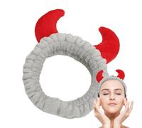 Diadema de cuernos de diablo, suave y cosmética para el cuidado de la piel, toalla suave para el cuidado de la piel, diseño creativo de cuerno de diablo, envolturas de pelo para adultos y niños