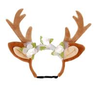 Diadema de cuernos de reno de felpa para mascotas, disfraz ajustable para mascotas pequeñas, medianas y grandes
