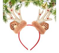 Diadema de cuernos de reno de Navidad, diadema con orejas de reno para mujer, disfraces de escenario, con campana, accesorios para fotos festivas, orejas de reno para niños, accesorios para el cabello