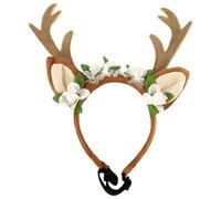 Diadema de cuernos de reno para mascotas, cuernos de ciervo de felpa para perros y gatos, disfraz de Navidad ajustable para mascotas pequeñas, medianas y grandes
