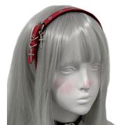 Diadema de cuero con diseño de cruces con ojales punk para mujer, uso diario, cosplay, moda gótica de los años 2000