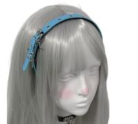 Diadema de cuero con diseño de cruces con ojales punk para mujer, uso diario, cosplay, moda gótica de los años 2000