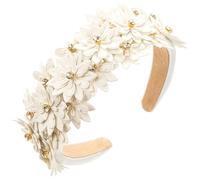 Diadema de cuero con múltiples capas de flores, suave y cómoda, adecuada para varios peinados