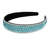 Diadema de diablo de diablo, diadema azul de cristal brillo de 1 pulgada de ancho de cabello flexible, accesorios para el cabello fina para mujeres para un regalo de cumpleaños corto y de vacaci