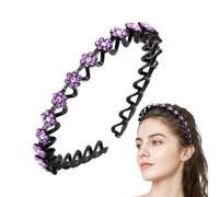 Diadema de diamantes de imitación con dientes - Diadema de diamantes de imitación brillantes para niña, diseño de flor de ciruelo - Accesorio para lavar la cara para niña, peine ondulado, horquilla de