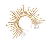 Diadema de diamantes de imitación de cristal brillante para mujer, elegante accesorio ajustable para el cabello de novia, boda, fiesta, accesorios de fotos, diseño inspirado en la diosa divina, ligera