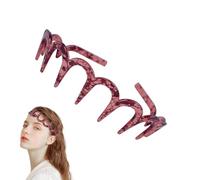 Diadema de dientes para mujer, diadema ondulada en forma de U | Diadema antideslizante en zigzaag | Cómoda diadema ondulada para bodas, compromisos, eventos de club y uso diario (rojo claro)