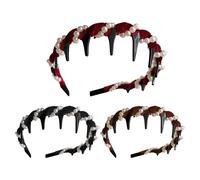 Diadema de dientes vintage con dientes para frente alta, 3 unidades, accesorio de peinado elegante para viajes al aire libre, viajes de negocios, hogar o escuela