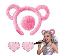 Diadema de disfraz de oso, unisex, de felpa, con broche en forma de corazón, juego de accesorios para disfraz de oso, para fiesta, Año Nuevo, diario, al aire libre, Acción de Gracias, vacaciones