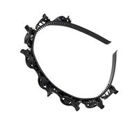 Diadema de doble pelo con clip | Banner de doble flequillo | Elegante peinado de doble capa | Juego de 2 diademas negras para el pelo y niñas