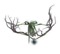 Diadema de elfo con ramas de árbol simuladas, diadema de hadas con colgante y cintas, disfraz de hada del bosque renacentista, tocado para mujeres y niñas, Navidad, Halloween, cosplay, boda, verde