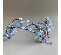 Diadema de elfo, tocado de elfo, hojas hechas a mano, gema transparente, tiara del bosque, tocado de elfo, corona de hadas, tiara élfica for accesorios de cosplay (ELF027)(Elf028 Purple Gem)