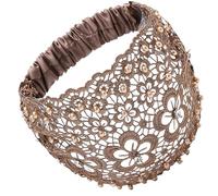 Diadema De Encaje - Accesorios Para El Cabello | Diadema De Encaje Con Cuentas | Pañuelo Retro Preatado | Diadema De Encaje Floral Grande, Bandana Boho Elegante, Diadema Turban Para Mujeres Y Niñas