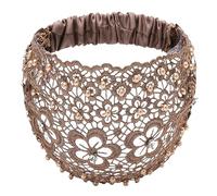 Diadema de encaje ancho | Envoltura de cabello floral con detalle de perlas cabezas de borde delgado | Bufanda de cabello de moda para el gimnasio de yoga corriendo | Tocado elegante y accesori