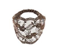 Diadema de encaje con flores, estilo retro, antideslizante, con laterales anchos, de malla transparente, para mujer, color caqui