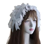 Diadema de encaje con lazos para mujer con cinta de velo con volantes y accesorios para fotos