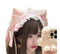 Diadema de encaje con orejas de gato para juegos de rol, cosplay, disfraz de Halloween, diadema de sirvienta japonesa