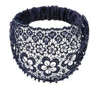Diadema de encaje con perlas de encaje - Diadema de encaje con perlas de flores, diademas elásticas anchas | Tocado bohemio para mujeres y niñas, para yoga, entrenamiento, gimnasio, correr
