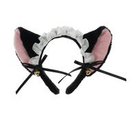 Diadema de encaje con volantes y lazo para la cabeza con campanas, accesorios para la cabeza de sirvienta
