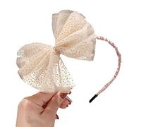 Diadema de encaje de princesa para niñas y niñas, con lentejuelas dulces, lazo de malla grande, lazo para el pelo, diadema de tela envuelta para fiesta de cumpleaños