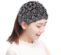 Diadema de encaje floral, banda ancha de encaje floral, elástica con perlas | Elegante diadema para yoga, gimnasio, accesorios para el cabello para mujeres y niñas, bufanda elástica para gimnasio