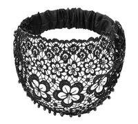 Diadema de encaje floral - diadema de pelo de perlas elásticas, bufanda de yoga suave | Diseño Boho ancho, comodidad elástica ajustada para mujeres que corren entrenamientos de g