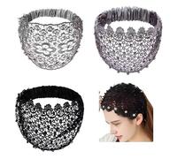 Diadema de encaje for mujer, diadema ancha con cuentas florales, diadema ancha con cuentas caladas, diademas de moda for mujer(3pc a)