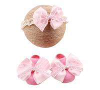 Diadema de encaje suave y transpirable y calcetines antideslizantes con detalle de lazo, elegante conjunto de calcetines de encaje