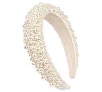 Diadema de esponja ajustable a la moda con perlas para mejorar la diadema con cuentas delicadas para el pelo