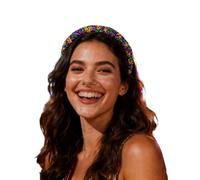 Diadema de esponja con diamantes de imitación para festivales europeos, para niñas, accesorio ancho y moderno (púrpura, talla única)