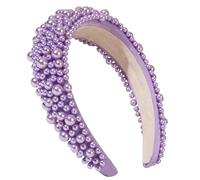 Diadema de esponja de moda, bonita diadema ancha con perlas para fiestas y funciones