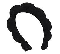 Diadema de esponja, diadema de maquillaje, antideslizante, linda, cómoda para yoga, ejercicio, eliminación de maquillaje para spa (negro)