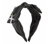 Diadema de esqueleto de piel sintética, diadema de nudo para mujer, diadema ancha con nudo punk
