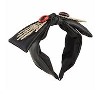 Diadema de esqueleto de piel sintética, diadema de nudo para mujer, diadema ancha con nudo punk