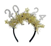 Diadema de feliz año nuevo 2024 con lentejuelas brillantes y estrella, tocado decorativo para festividades, celebración, fiesta 2024