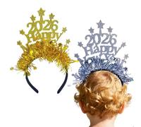 Diadema de feliz año nuevo: sombreros de de celebración con purpurina, accesorio de disfraz festivo con brillo, corona de ligera y cómoda para celebración de festivales en familia, 10,5
