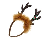 Diadema de felpa con cuernos de reno navideño, diseño cómodo para niños y adultos, Navidad, villancicos, retratos familiares, eventos, diademas de Navidad para niños
