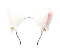 Diadema de felpa con orejas de tiara, colgante de campana, accesorio unisex japonés