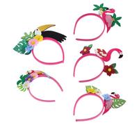Diadema de Fiesta Playa Hawaiana Flamenco y Palmera 5piezas