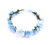 Diadema de Flor, Corona de Hadas Flores con Cinta Ajustable para niñas (Azul)