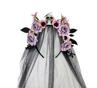 Diadema De Flor Y Calavera Para Halloween Con Velo Para Disfraz De Bruja Fiestas Del Día De Y Accesorios De Cosplay Diadema Para Niños Y