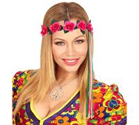 Diadema de flores con cinta multicolor, Surtidos en 6 modelos. Perfecto para complementar tu look de los años 50 y hippie. Widmann ref: 2433F