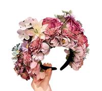 Diadema de flores de doble cara con flores de Méxica para mujer, accesorios para el cabello para la playa