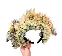 Diadema de flores de doble cara con flores de Méxica para mujer, accesorios para el cabello para la playa