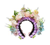 Diadema de flores de estilo chino, elegantes diademas florales artísticas de seda para el pelo para mujer